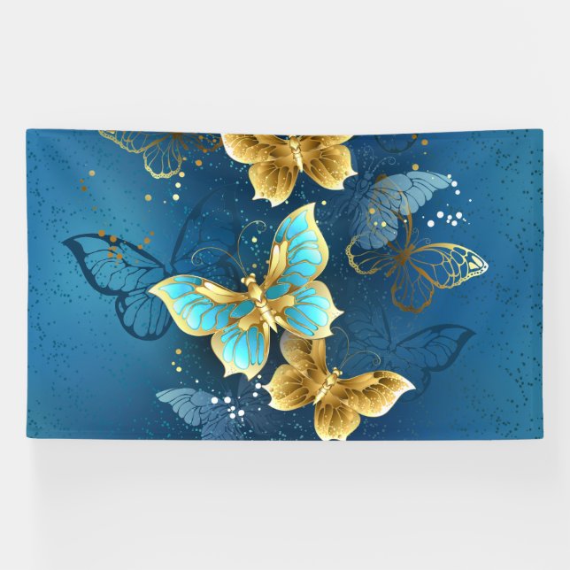 Banderoles Papillons d'or (Horizontal)
