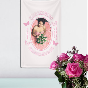 Banderoles Papillons roses Quinceanera