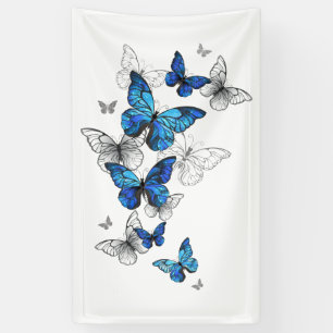 Banderoles Papillons volants bleus Morpho