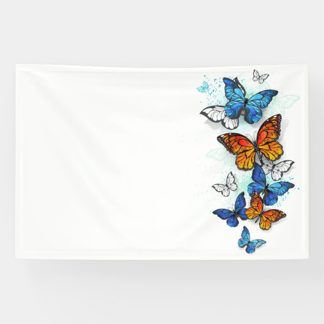 Banderoles Papillons volants Morpho et Monarch (Horizontal)