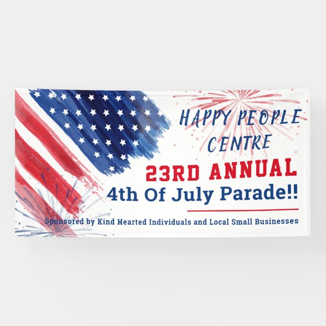 Banderoles Parade 4 juillet Personnalisée Rouge Bleu Blanc Pe (Horizontal)
