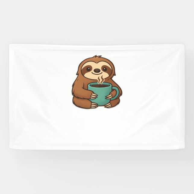 Banderoles Parfum mignonne avec tasse de café - Animal confor (Horizontal)