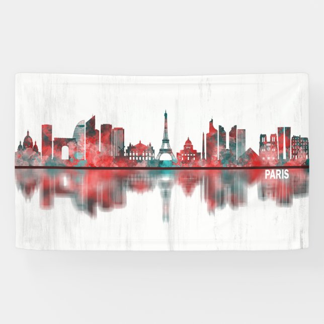 Banderoles Paris France Skyline (Horizontal)