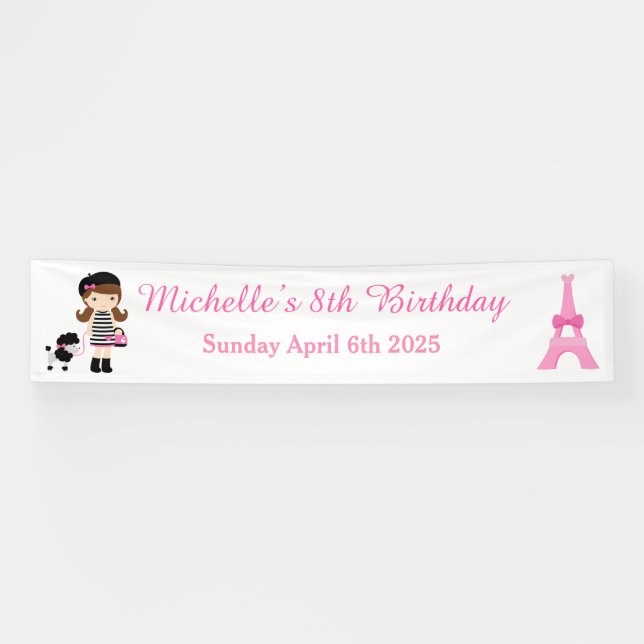 Banderoles Paris Tour Eiffel Brunette Girl (Horizontal)