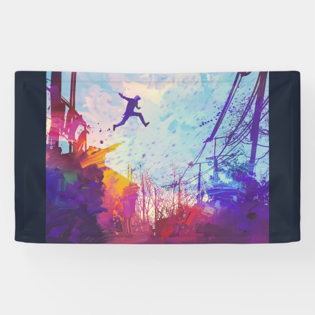 Banderoles Parkour Urban Free Runling Freestyling Art Moderne (Horizontal)