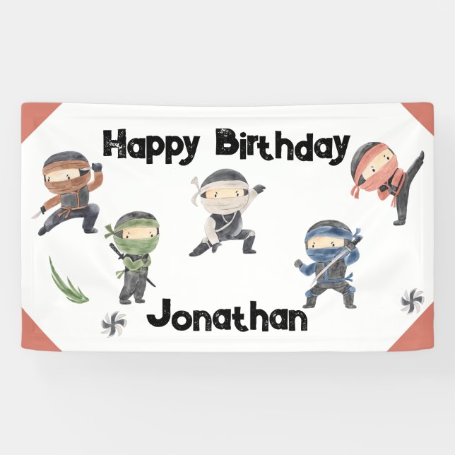 Banderoles Parti Anniversaire de enfant guerrier Ninja (Horizontal)