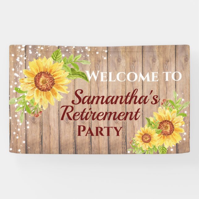 Banderoles Parti de retraite floral rustique tournesol (Horizontal)