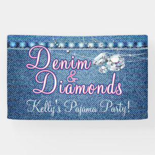 Banderoles Partie de denim et de diamants avec le rose