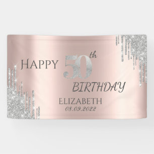 Banderoles Parties scintillant argent gouttes Rose Gold 50e a