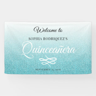 Banderoles Parties scintillant bleue Quinceañera 15e annivers