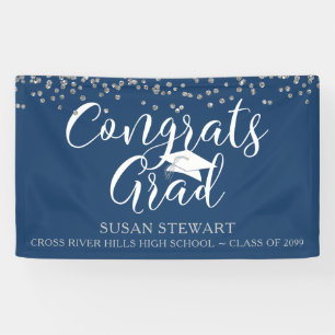 Banderoles Parties scintillant de diplôme Confetti Script Blu