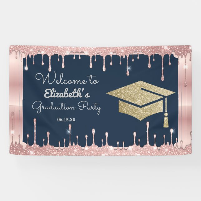 Banderoles Parties scintillant de diplôme Rose Gold Drivers M (Horizontal)