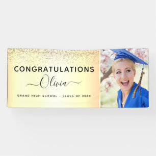 Banderoles parties scintillant de graduation 2022 Gold Noir