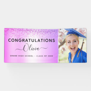 Banderoles parties scintillant de graduation violet 2023