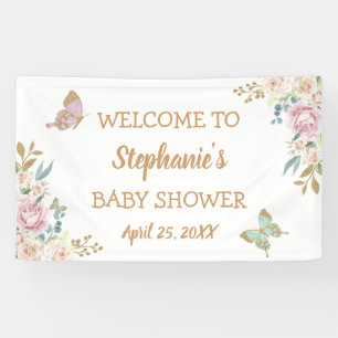 Banderoles Parties scintillant d'or Baby shower petit papillo