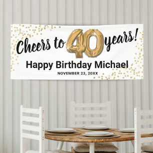 Banderoles Parties scintillant d'or blanc 40e anniversaire
