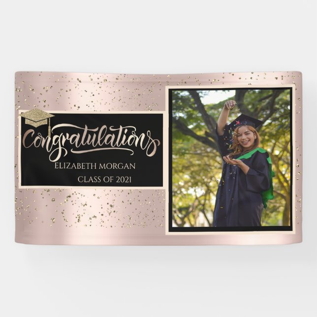 Banderoles Parties scintillant d'or Casquette, Rose photo dip (Horizontal)