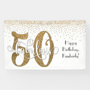Banderoles Parties scintillant d'or Confetti 50 & Fabuleux Jo