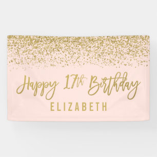 Banderoles Parties scintillant d'or moderne Blush Pink Faux 1