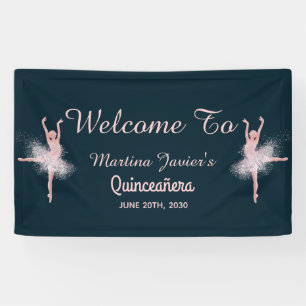 Banderoles Parties scintillant d'or rose Quinceañera rose 15e