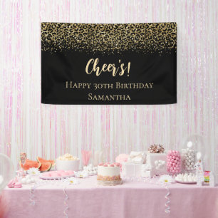 Banderoles Parties scintillant Empreinte de léopard Black Gol