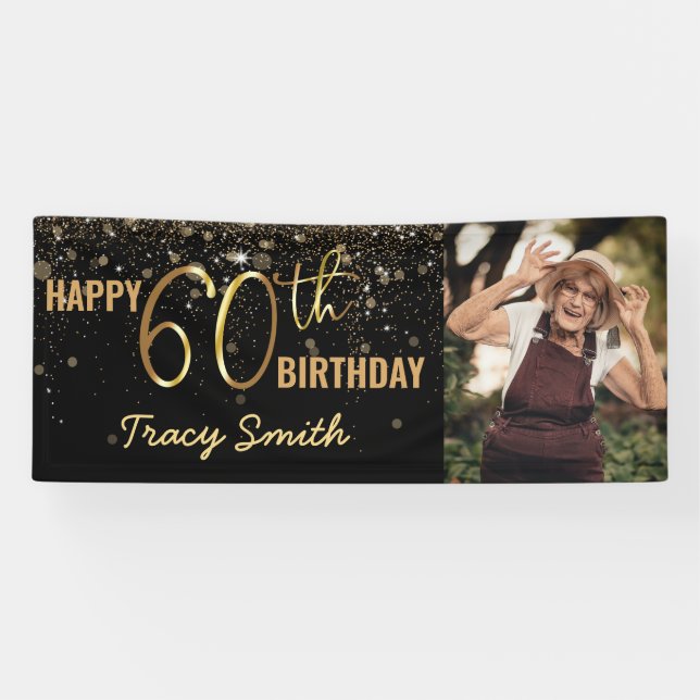 Banderoles Parties scintillant en or noir glamour 60ème photo (Horizontal)