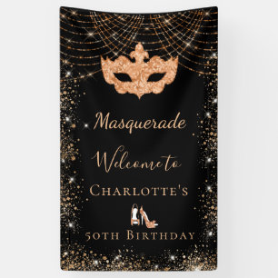 Banderoles Parties scintillant en or noir mascarade fête d'an