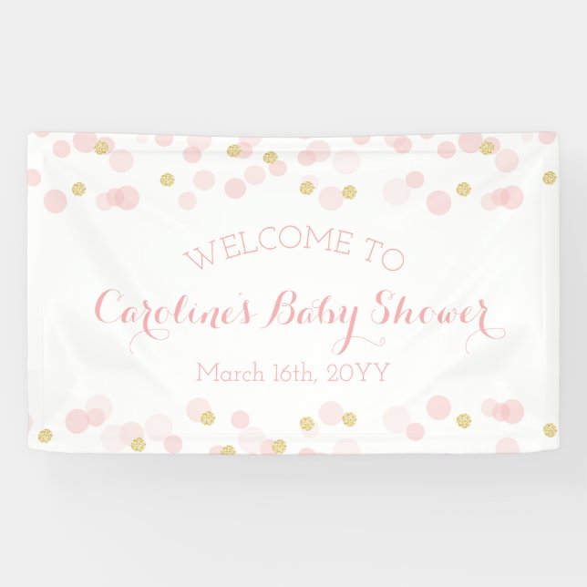 Banderoles Parties scintillant en or rose Confetti Baby Girl  (Horizontal)