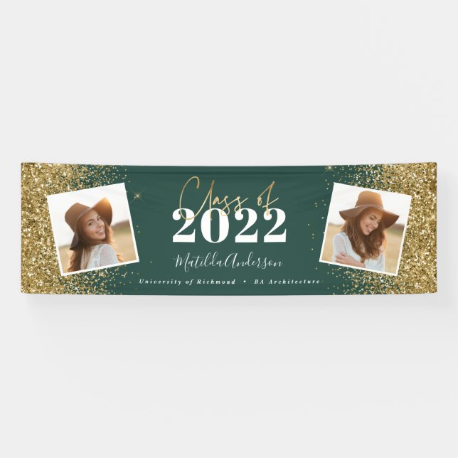 Banderoles parties scintillant en or vert 2 classe photo de g (Horizontal)