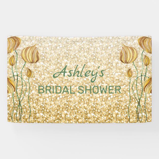 Banderoles Parties scintillant Et Fleurs Abstraites (Horizontal)