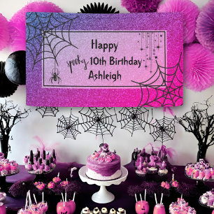 Banderoles Parties scintillant Glam rose violet araignée Hall