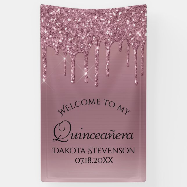 Banderoles Parties scintillant Mauve de dérive | Dusty Pink Q (Vertical)