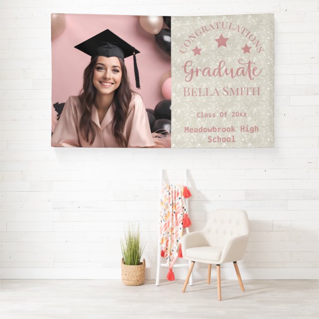 Banderoles Parties scintillant moderne Photo Graduation Dusty (Insitu)