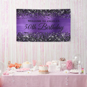 Banderoles Parties scintillant noire Amethyst Foil 50e annive