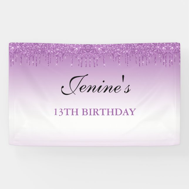 Banderoles Parties scintillant personnalisée de la goutte vio (Horizontal)