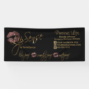 Banderoles Parties scintillant Rose foncé et lèvres dorées