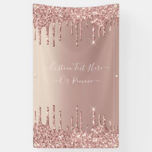 Banderoles Parties scintillant rose Gold Blush Éclats Texte p (Vertical)