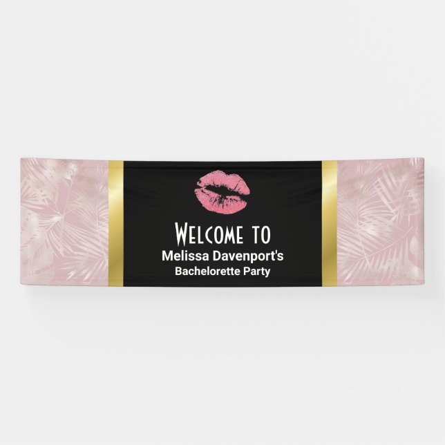 Banderoles Parties scintillant rose lèvres et Rose Gold Tropi (Horizontal)