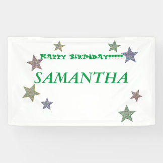 Banderoles Parties scintillant Stars Green Text Joyeux Annive