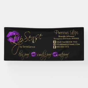Banderoles Parties scintillant violette et lèvres d'or