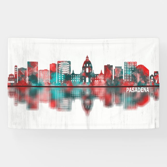 Banderoles Pasadena California Skyline (Horizontal)