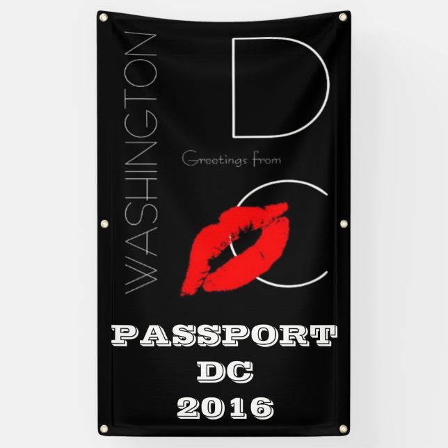 Banderoles Passport DC 2016 Washington DC Red Lipstick Kiss (Vertical)