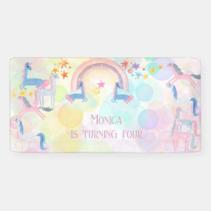 Banderoles Pastel arc-en-ciel aquarelle licorne anniversaire