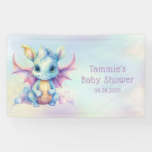 Banderoles Pastel Cute Dragon Girl Baby shower personnalisé