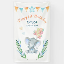 Pastel Elephant Blush Blue Star Joyeux anniversair
