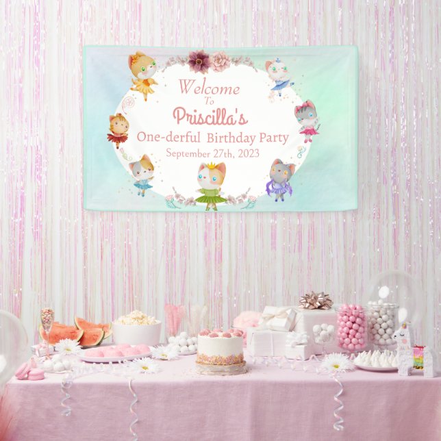 Banderoles Pastel Green All Ballerina Chat Anniversaire de en (Fête)