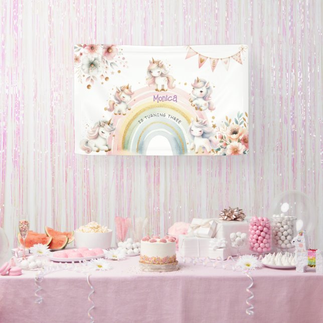 Banderoles Pastel magique Whimsical unicorn anniversaire de e (Fête)