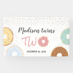 Banderoles Pastel moderne Donuts et arroses deuxième annivers