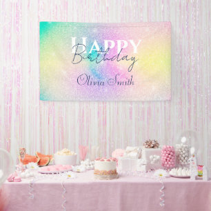 Banderoles Pastel Rainbow Parties scintillant dégradé