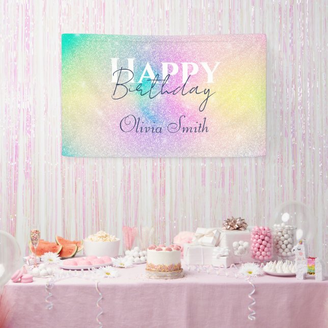 Banderoles Pastel Rainbow Parties scintillant dégradé (Fête)